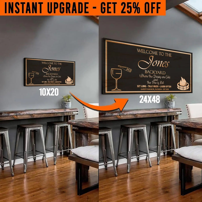 Upgrade Your 20x10 Inches 'Backyard Sign (Style 2) Canvas To 48x24 Inches by Tailored Canvases