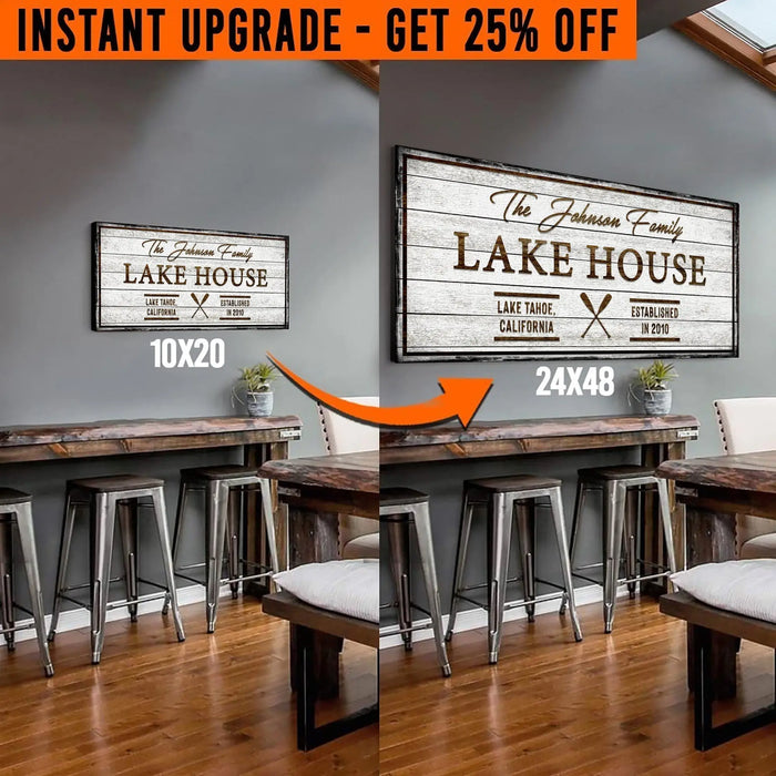 Upgrade Your 20x10 Inches 'Family Lake House' (Style 1) Canvas To 24x48 Inches by Tailored Canvases