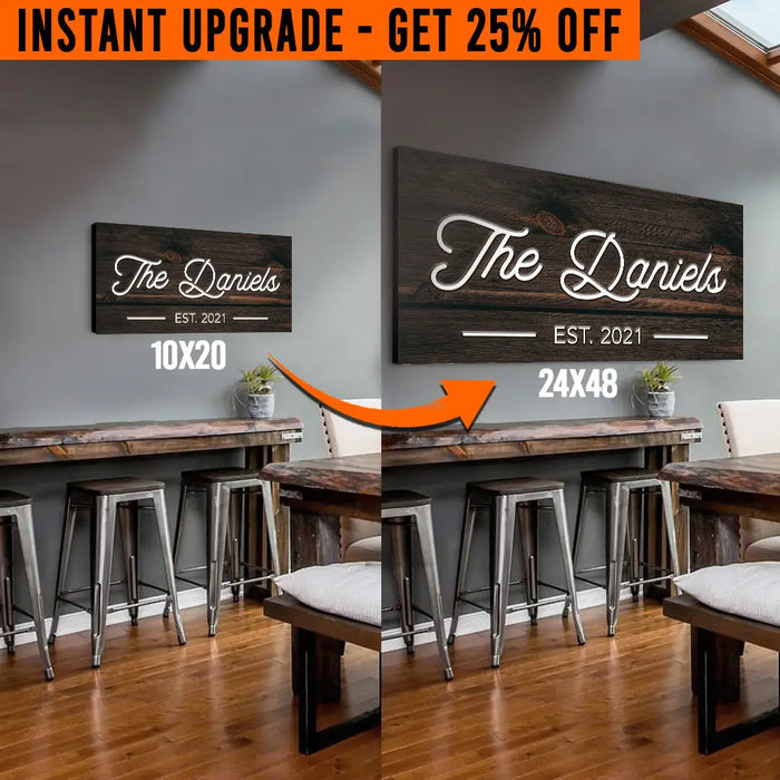 Upgrade Your 20x10 Inches 'Family Name' (Style 2) Canvas To 48x24 Inches by Tailored Canvases