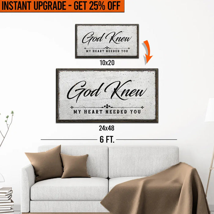 Upgrade Your 20x10 Inches 'God Knew' (Style 1) Canvas To 48x24 Inches by Tailored Canvases