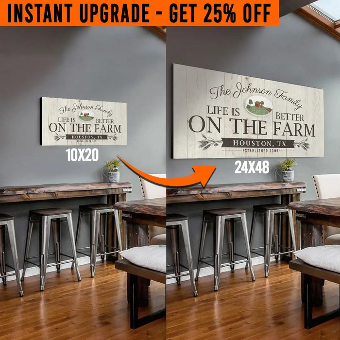 Upgrade Your 20x10 Inches 'Life is better on the Farm' (Style 1) Canvas To 48x24 Inches by Tailored Canvases
