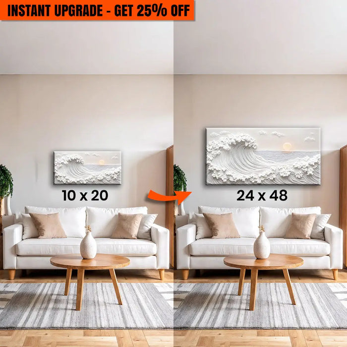 Upgrade Your 20x10 Inches 'Ocean Waves Abstract Wall Art' Canvas To 48x24 Inches by Tailored Canvases