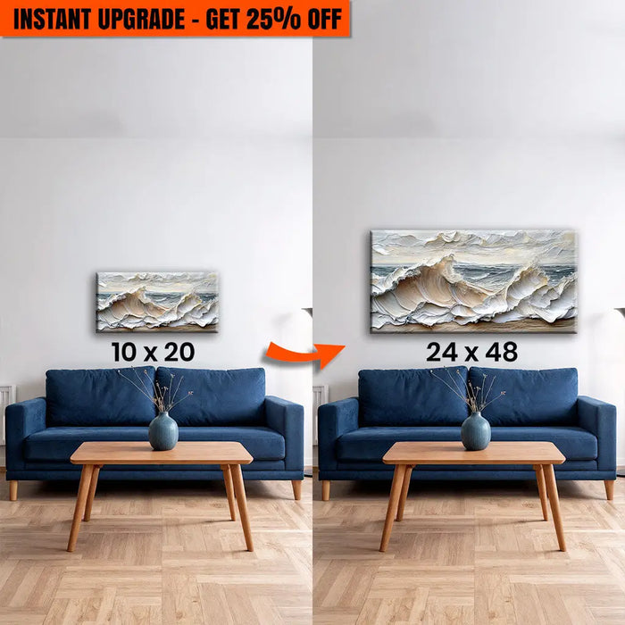 Upgrade Your 20x10 Inches 'Ocean Waves Wall Art' Canvas To 48x24 Inches by Tailored Canvases