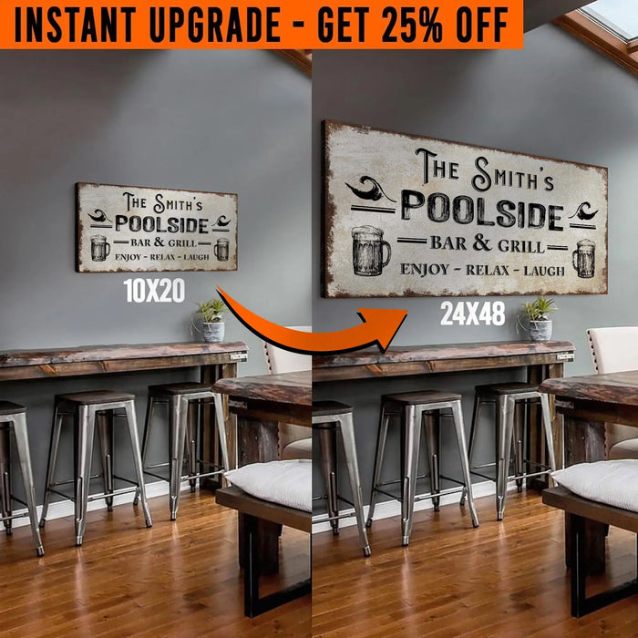 Upgrade Your 20x10 Inches 'Personalized Poolside Bar And Grill' (Style 1) Canvas To 48x24 Inches by Tailored Canvases