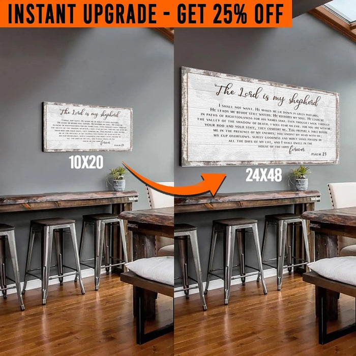 Upgrade Your 20x10 Inches 'Psalm 23 - The Lord Is My Shepherd' Canvas To 48x24 Inches by Tailored Canvases