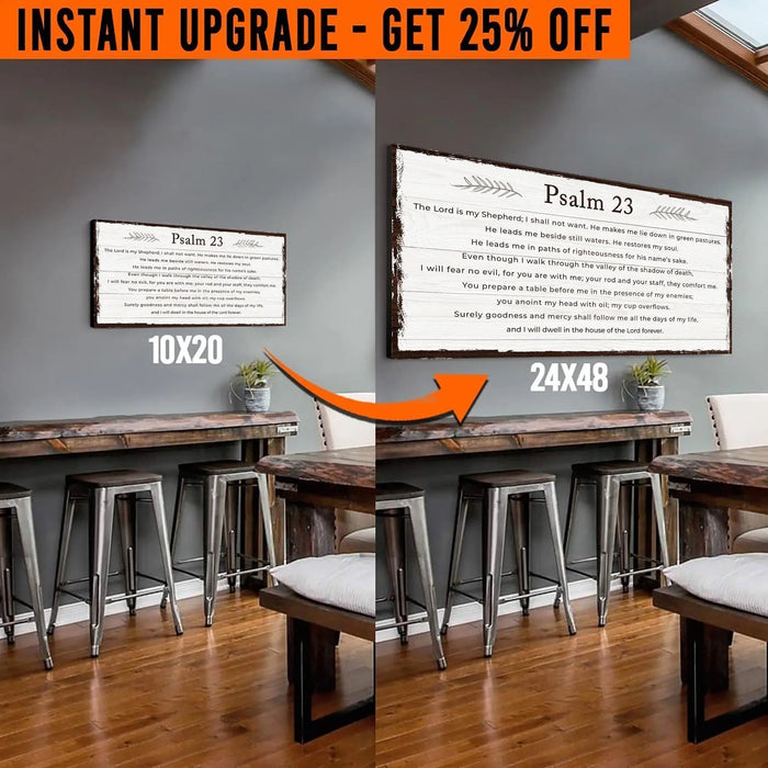 Upgrade Your 20x10 Inches 'Psalm 23 - The Lord Is My Shepherd' (Style 1) Canvas To 24x48 Inches by Tailored Canvases