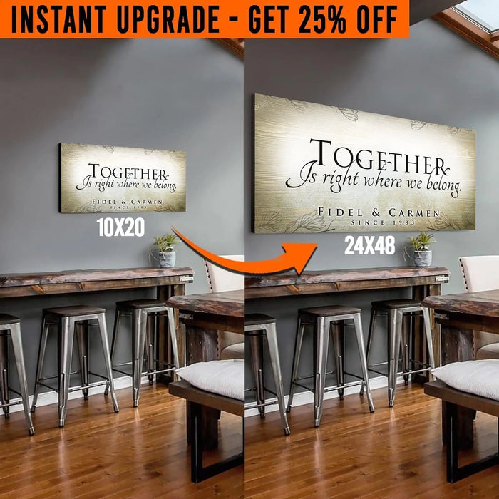Upgrade Your 20x10 Inches 'Together' (Style 3) Canvas To 24x48 Inches by Tailored Canvases