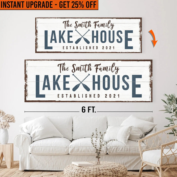 Upgrade Your 20x60 Inches 'Family Lake House Arrow' Canvas To 24x72 Inches by Tailored Canvases