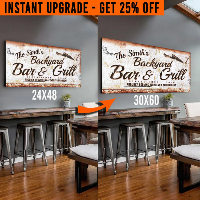 Upgrade Your 24x48 Inches 'Backyard Bar & Grill' (Style 2) Canvas To 60x30 Inches by Tailored Canvases