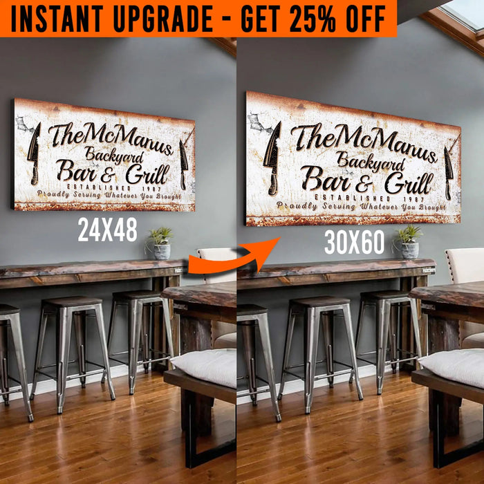 Upgrade Your 24x48 Inches 'Backyard Bar & Grill' (Style 3) Canvas To 60x30 Inches by Tailored Canvases