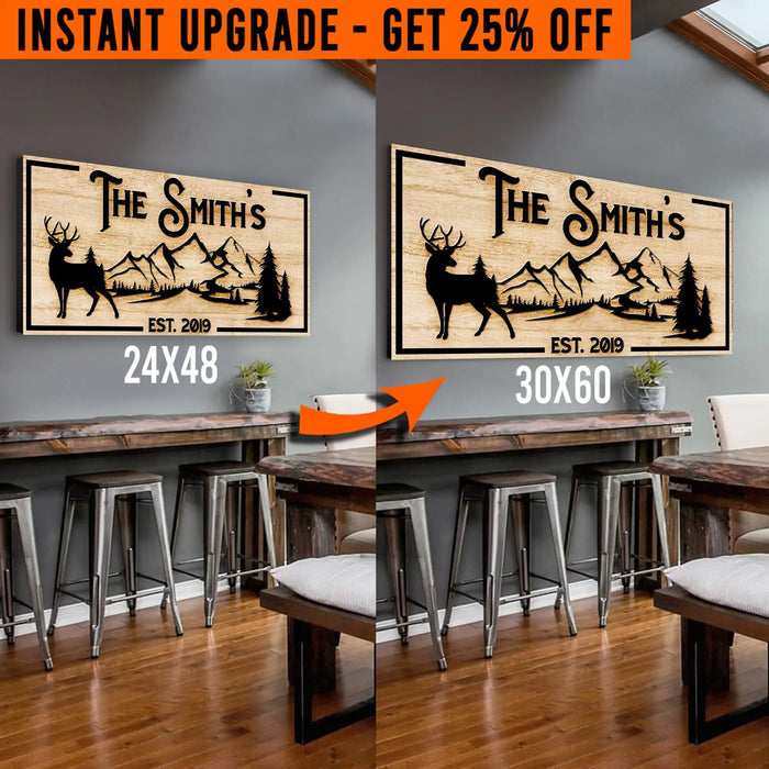 Upgrade Your 24x48 Inches 'Family Mountain Sign' (Style 1) Canvas To 60x30 Inches by Tailored Canvases