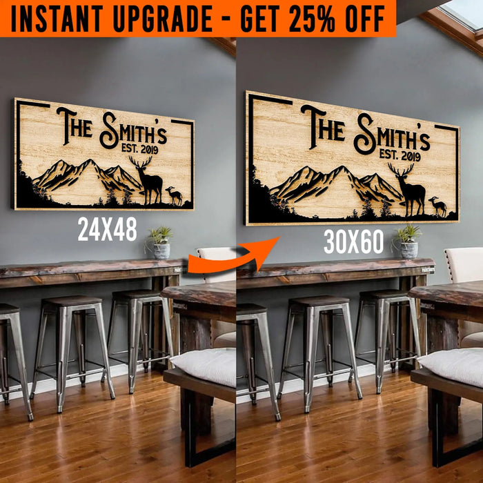 Upgrade Your 24x48 Inches 'Family Mountain Sign' (Style 2) Canvas To 60x30 Inches by Tailored Canvases