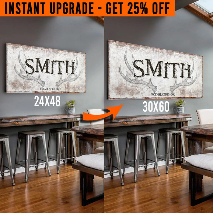 Upgrade Your 24x48 Inches 'Rustic Family Antler' (Style 1) Canvas To 60x30 Inches by Tailored Canvases