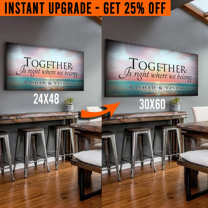 Upgrade Your 24x48 Inches 'Together' (Style 1) Canvas To 60x30 Inches by Tailored Canvases