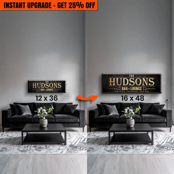 Upgrade Your 36x12 Inches Canvas 'Custom Bar Sign II' To 48x16 Inches Canvas by Tailored Canvases