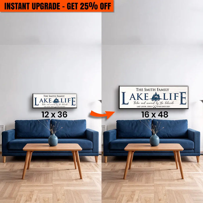 Upgrade Your 36x12 Inches Canvas 'Lake Life' To 48x16 Inches Canvas by Tailored Canvases