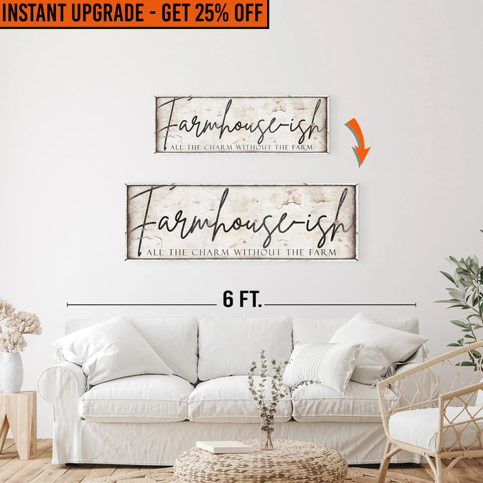Upgrade Your 36x12 Inches 'Farmhouse-ish Sign IV' To 48x16 Inches Canvas by Tailored Canvases