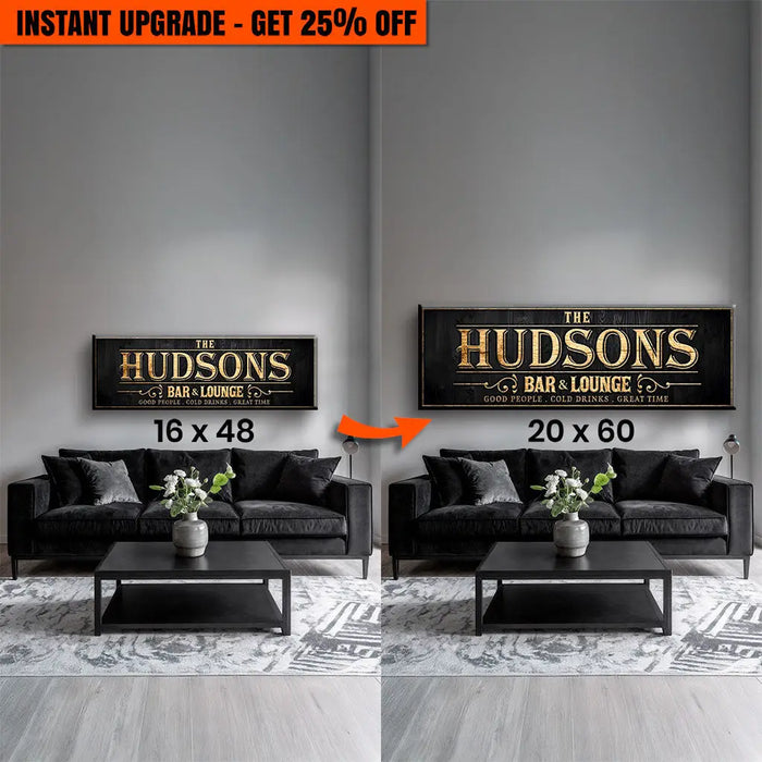 Upgrade Your 48x16 Inches Canvas 'Custom Bar Sign II' To 60x20 Inches Canvas by Tailored Canvases