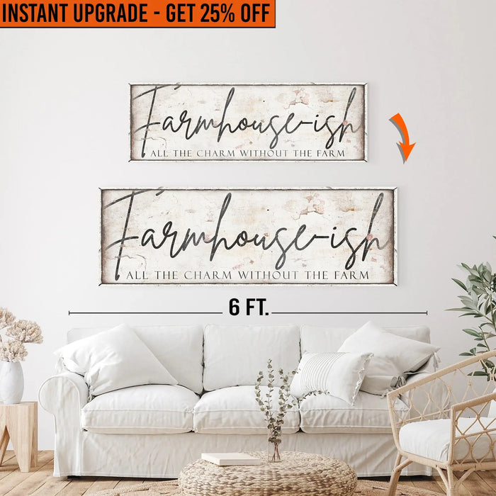 Upgrade Your 48x16 Inches 'Farmhouse-ish Sign IV' To 60x20 Inches Canvas by Tailored Canvases