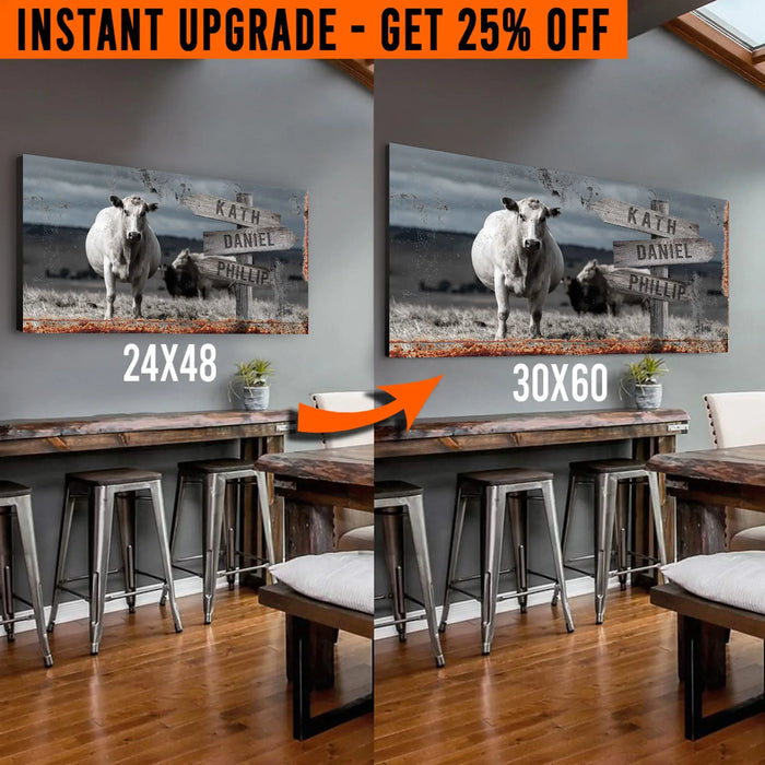 Upgrade Your 48x24 Inches 'Angus Cattle Name' Canvas To 60x30 Inches by Tailored Canvases