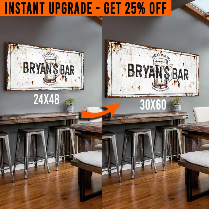 Upgrade Your 48x24 Inches 'Beer Barrel Bar' (Style 1) Canvas To 60x30 Inches by Tailored Canvases