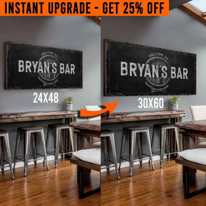 Upgrade Your 48x24 Inches 'Beer Barrel Bar' (Style 2) Canvas To 60x30 Inches by Tailored Canvases