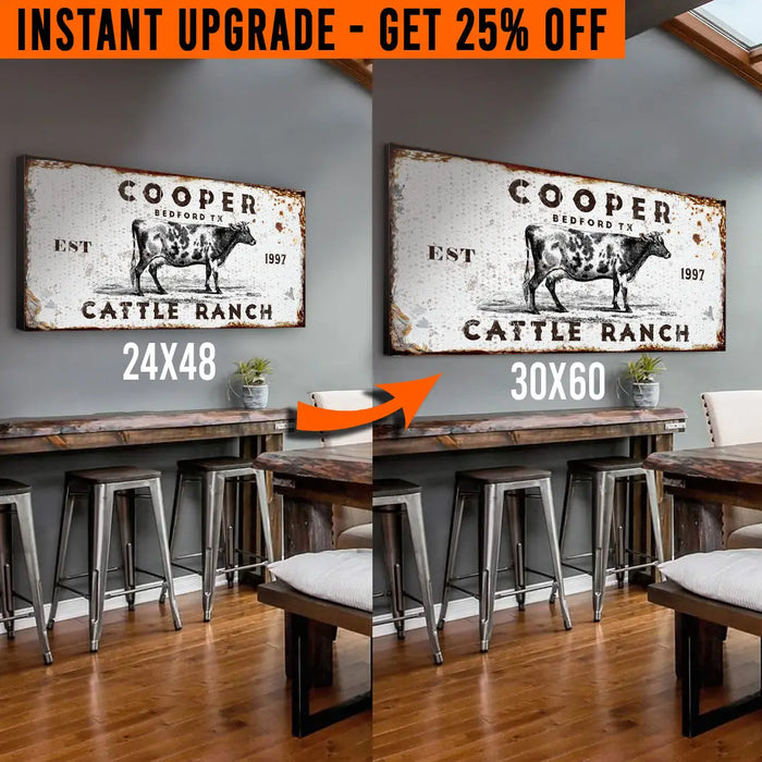 Upgrade Your 48x24 Inches 'Cattle Ranch Rustic' (Style 1) Canvas To 60x30 Inches by Tailored Canvases