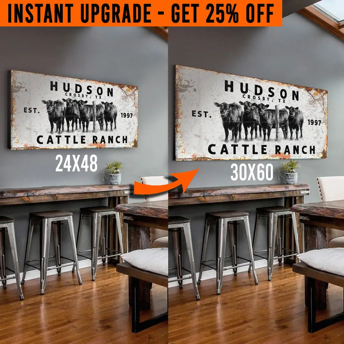 Upgrade Your 48x24 Inches 'Cattle Ranch Rustic' (Style 2) Canvas To 60x30 Inches by Tailored Canvases