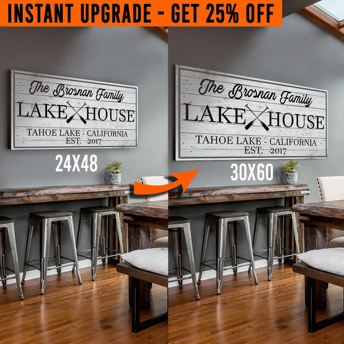 Upgrade Your 48x24 Inches 'Family Lake House' (Style 1) Canvas To 60x30 Inches by Tailored Canvases