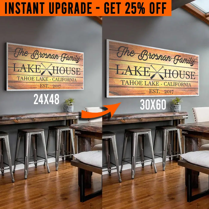 Upgrade Your 48x24 Inches 'Family Lake House' (Style 3) Canvas To 60x30 Inches by Tailored Canvases