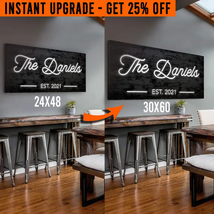 Upgrade Your 48x24 Inches 'Family Name' (Style 3) Canvas To 60x30 Inches by Tailored Canvases