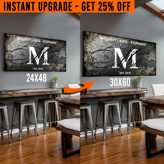 Upgrade Your 48x24 Inches 'Family' (Style 2) Canvas To 60x30 Inches by Tailored Canvases