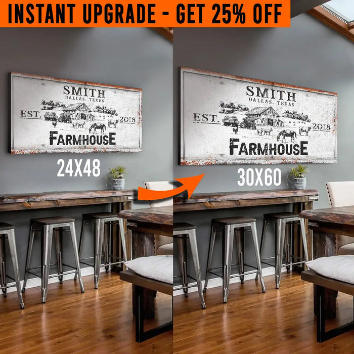 Upgrade Your 48x24 Inches 'Farmhouse' (Style 2) Canvas To 60x30 Inches by Tailored Canvases
