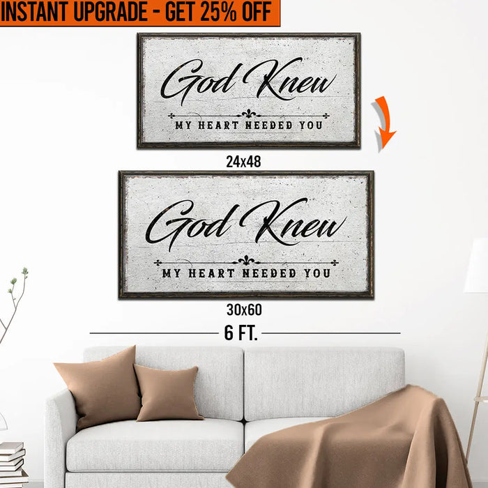 Upgrade Your 48x24 Inches 'God Knew' (Style 1) Canvas To 60x30 Inches by Tailored Canvases