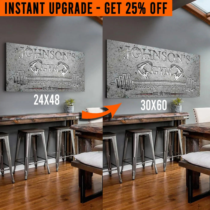 Upgrade Your 48x24 Inches 'Gym' (Style 3) Canvas To 60x30 Inches by Tailored Canvases