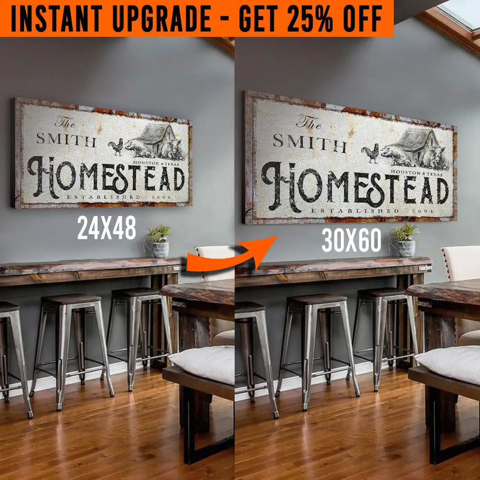 Upgrade Your 48x24 Inches 'Homestead' (Style 1) Canvas To 60x30 Inches by Tailored Canvases