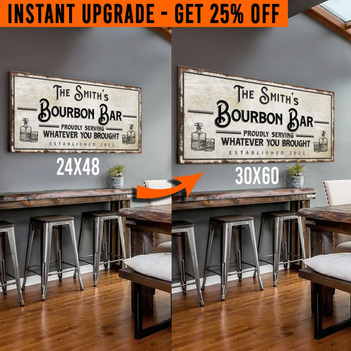 Upgrade Your 48x24 Inches 'Personalized Bourbon Bar' Canvas To 60x30 Inches by Tailored Canvases