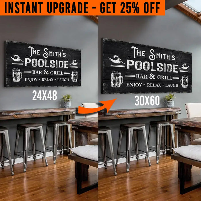 Upgrade Your 48x24 Inches 'Personalized Poolside Bar And Grill' (Style 3) Canvas To 60x30 Inches by Tailored Canvases