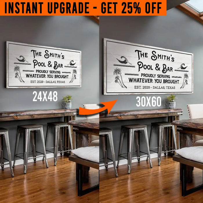 Upgrade Your 48x24 Inches 'Pool & Bar' (Style 3) Canvas To 60x30 Inches by Tailored Canvases