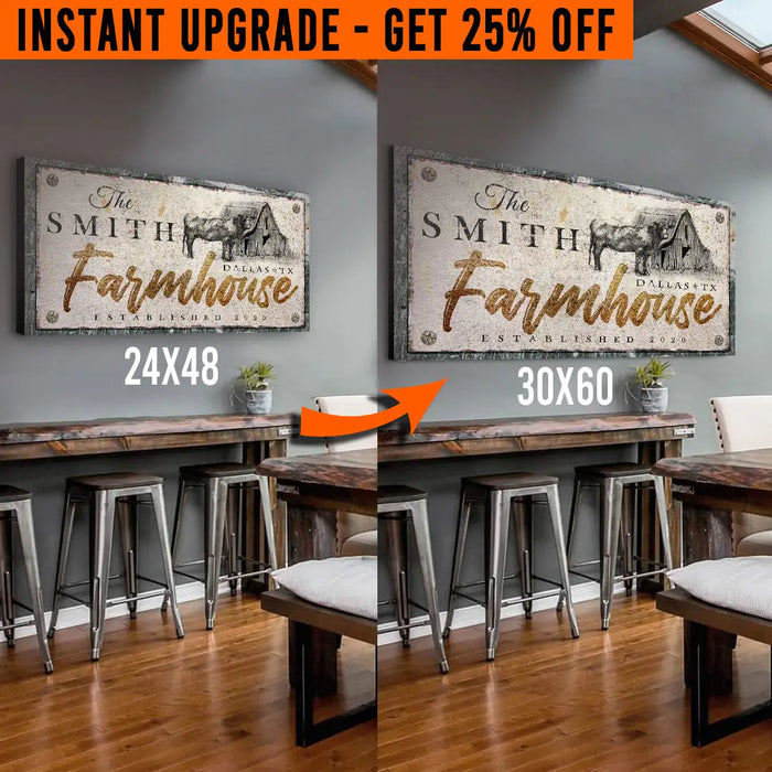 Upgrade Your 48x24 Inches 'Rustic Farmhouse' (Style 3) Canvas To 60x30 Inches by Tailored Canvases