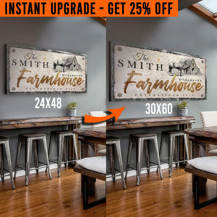 Upgrade Your 48x24 Inches 'Rustic Horse Farmhouse' (Style 3) Canvas To 60x30 Inches by Tailored Canvases