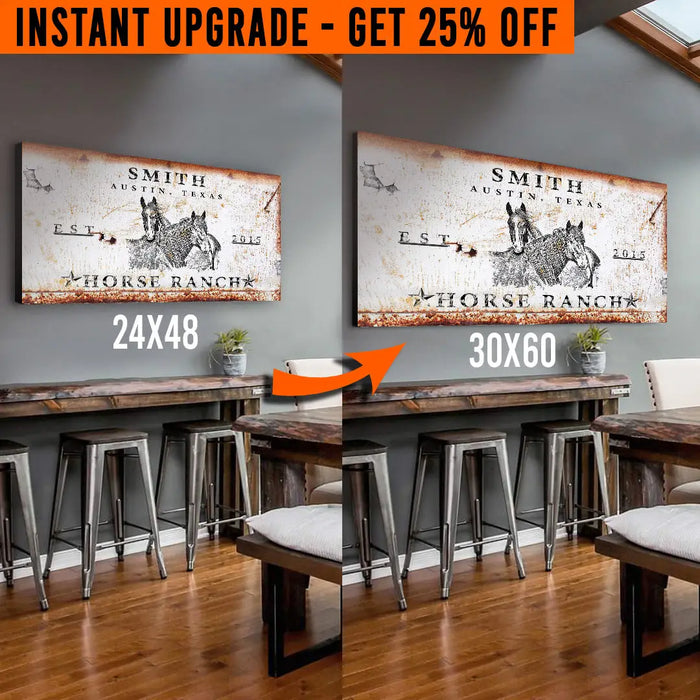 Upgrade Your 48x24 Inches 'Rustic Horse Ranch' (Style 2) Canvas To 60x30 Inches by Tailored Canvases
