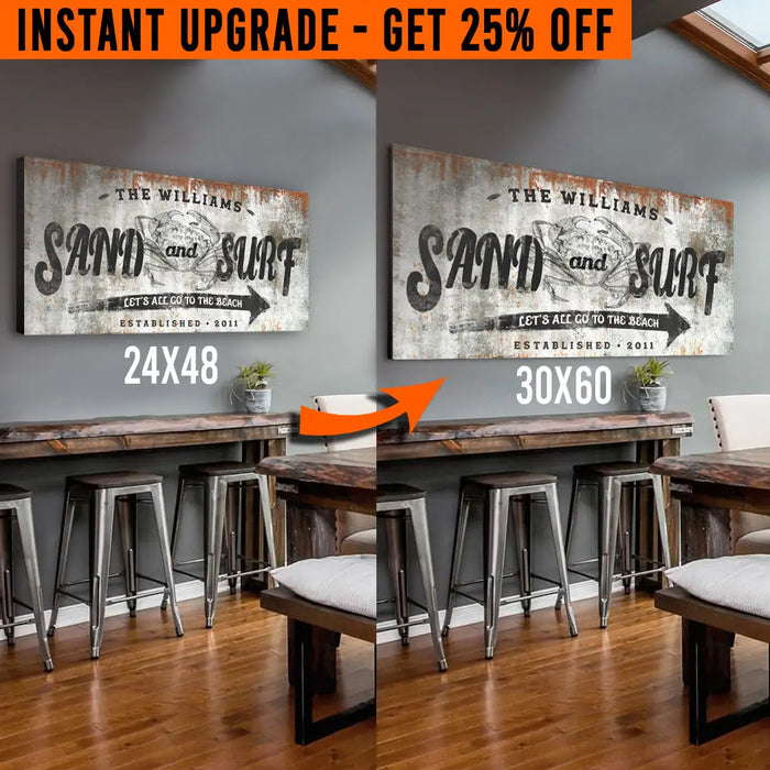 Upgrade Your 48x24 Inches 'Sand & Surf' (Style 2) Canvas To 60x30 Inches by Tailored Canvases