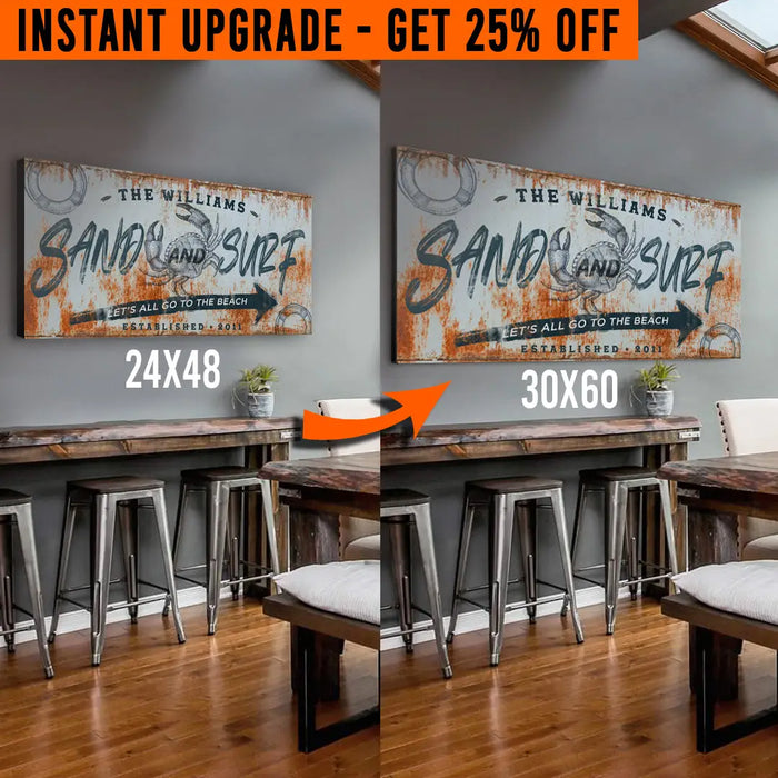 Upgrade Your 48x24 Inches 'Sand & Surf' (Style 3) Canvas To 60x30 Inches by Tailored Canvases