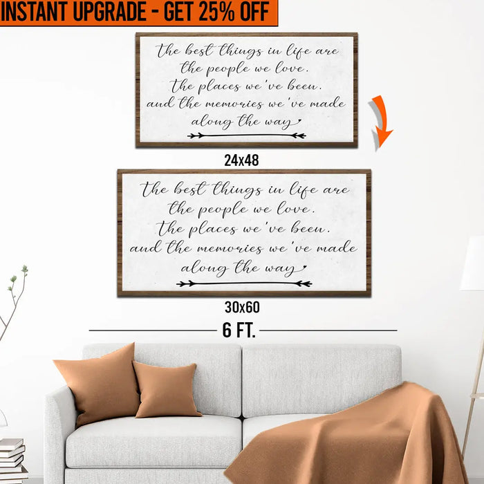 Upgrade Your 48x24 Inches 'The Best Things In Life Sign II' Canvas To 60x30 Inches by Tailored Canvases
