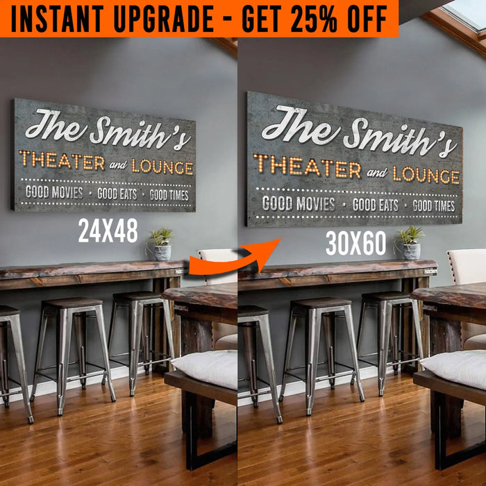 Upgrade Your 48x24 Inches 'Theater and Lounge' (Style 3) Canvas To 60x30 Inches by Tailored Canvases