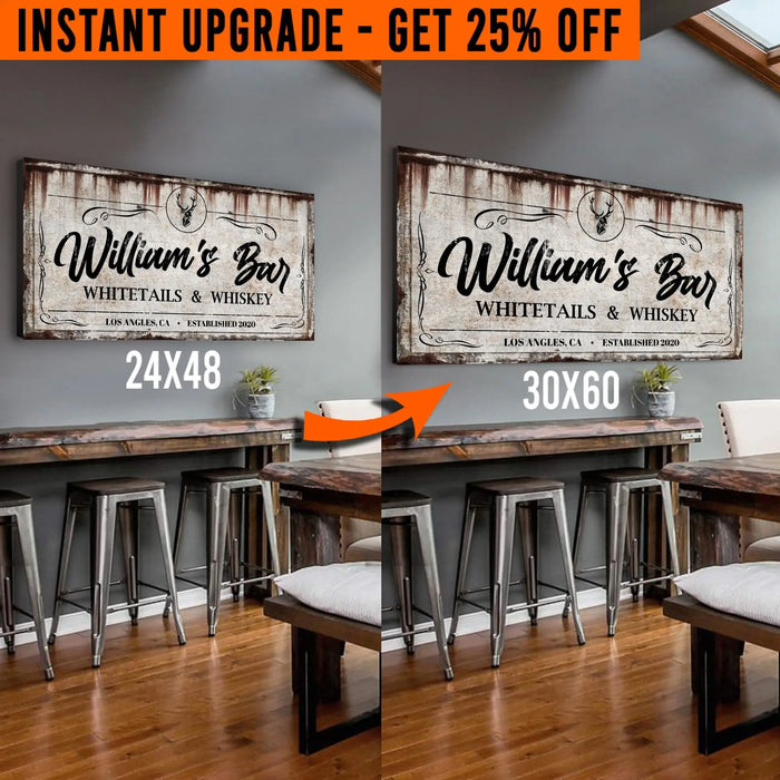 Upgrade Your 48x24 Inches 'Whitetails and Whiskey' (Style 1) Canvas To 60x30 Inches by Tailored Canvases