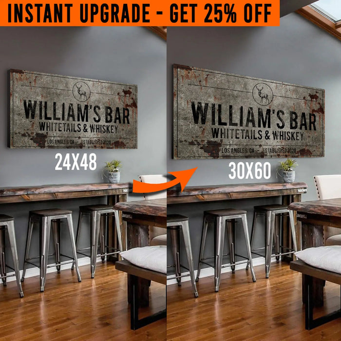 Upgrade Your 48x24 Inches 'Whitetails and Whiskey' (Style 2) Canvas To 60x30 Inches by Tailored Canvases