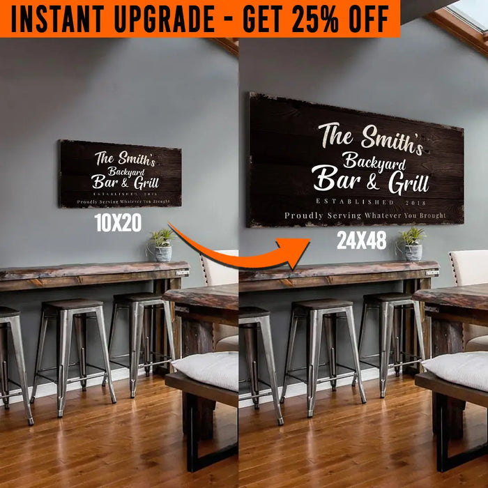 Upgrade Your 'Backyard Bar And Grill' (Style 2) Canvas To 24x48 Inches (Free Shipping) by Tailored Canvases