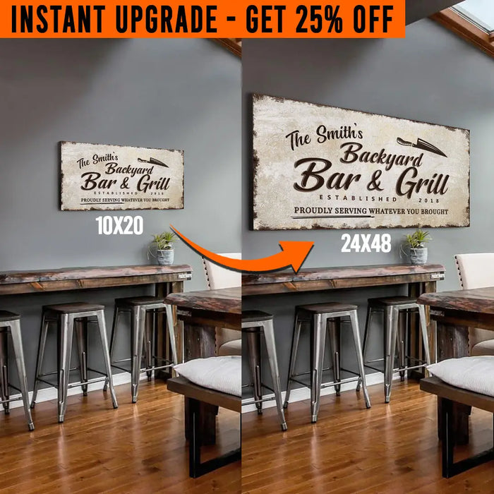Upgrade Your 'Backyard Bar And Grill' (Style 3) Canvas To 24x48 Inches by Tailored Canvases